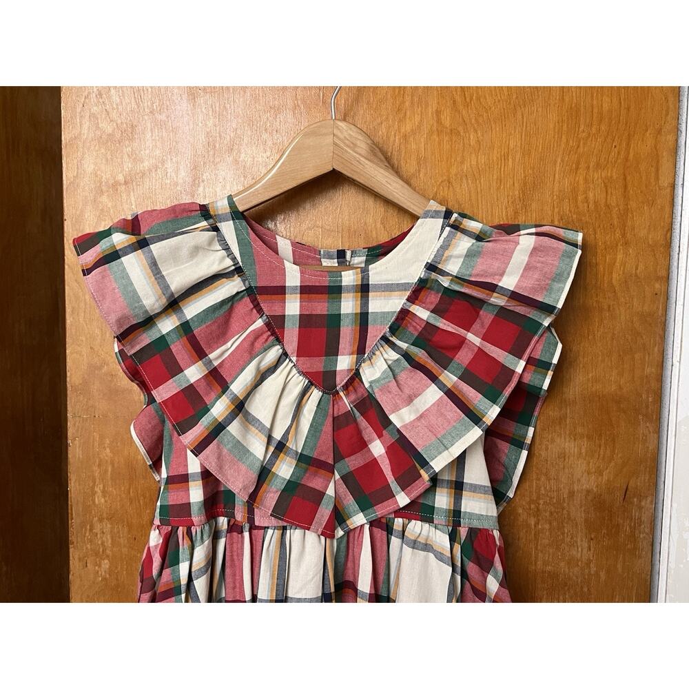 Pink Chicken Raphaela Holiday Tartan Girls Christmas Dress Ruffle Portrait Sz 12 - Picture 3 of 7